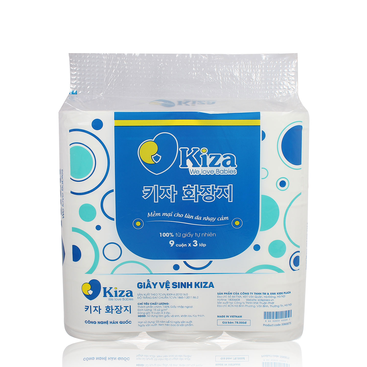 Giấy vệ sinh Kiza 9 cuộn x 3 lớp