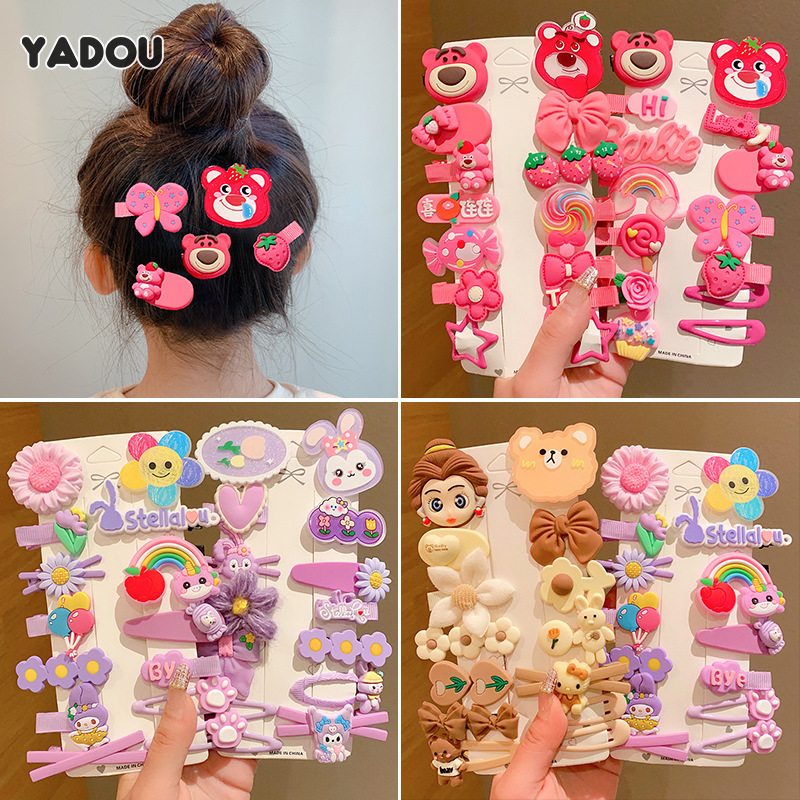 YADOU New cute strawberry bear hair clip, star hair clip, children s set