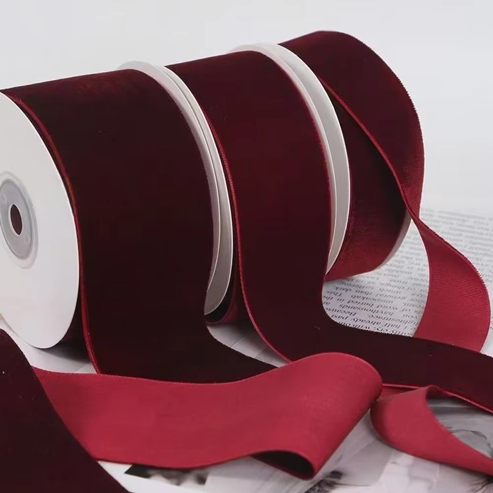 New 5 Yards/Roll Velvet Ribbon 6/10/15/20/25/40mm Single-Sided Gift ...