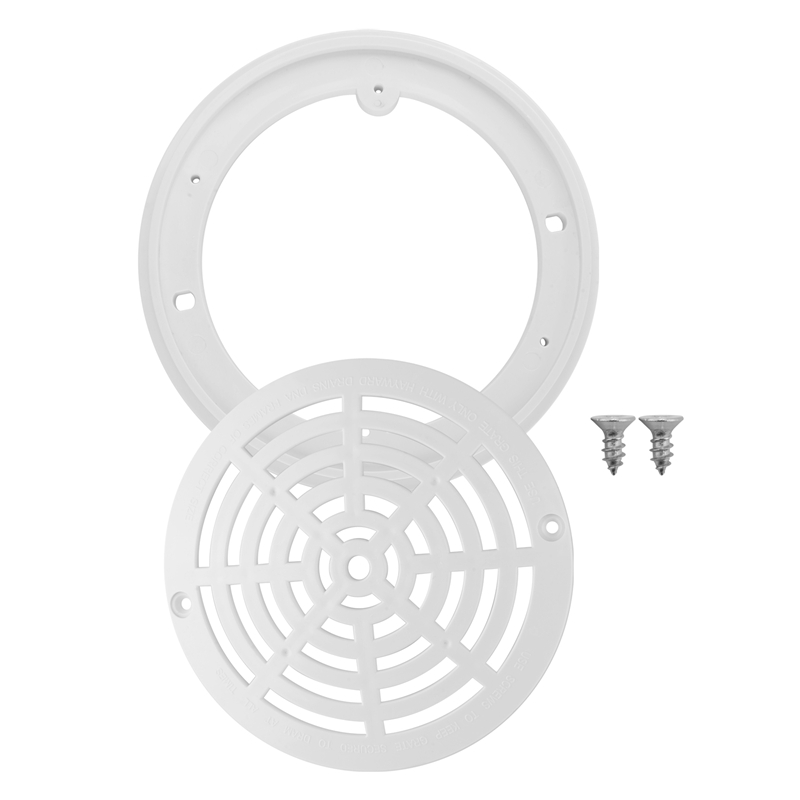 8Inch Pool Main Drain Cover the Top Grate Bottom Mounting Plates White