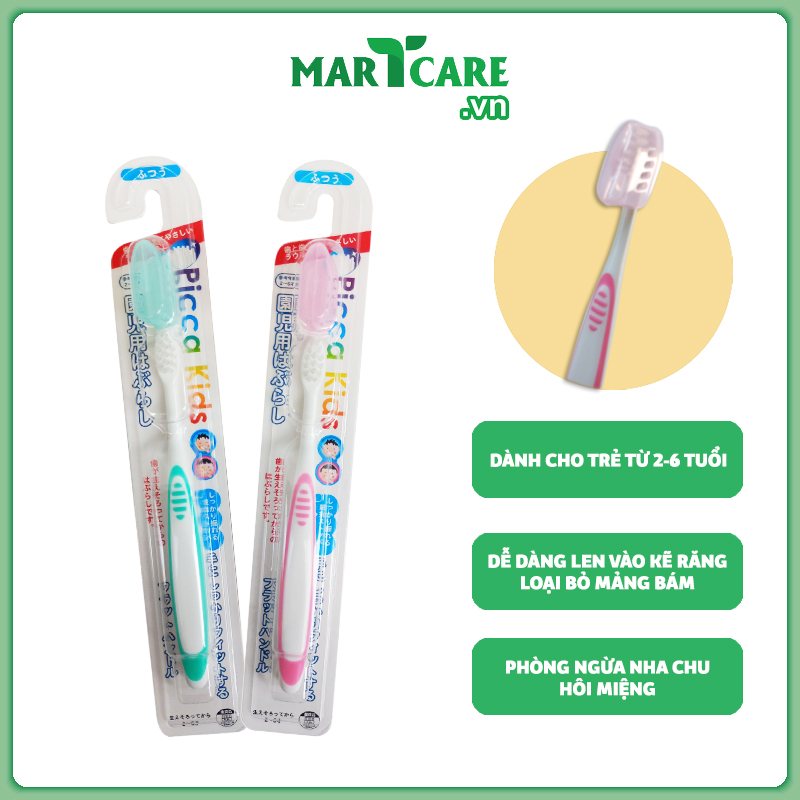 Bàn Chải Đánh Răng Nhật Bản Okamura Picca Kids Cho Bé Từ 0.5 Đến 12 Tuổi Kháng Khuẩn, Lông Mềm Mại