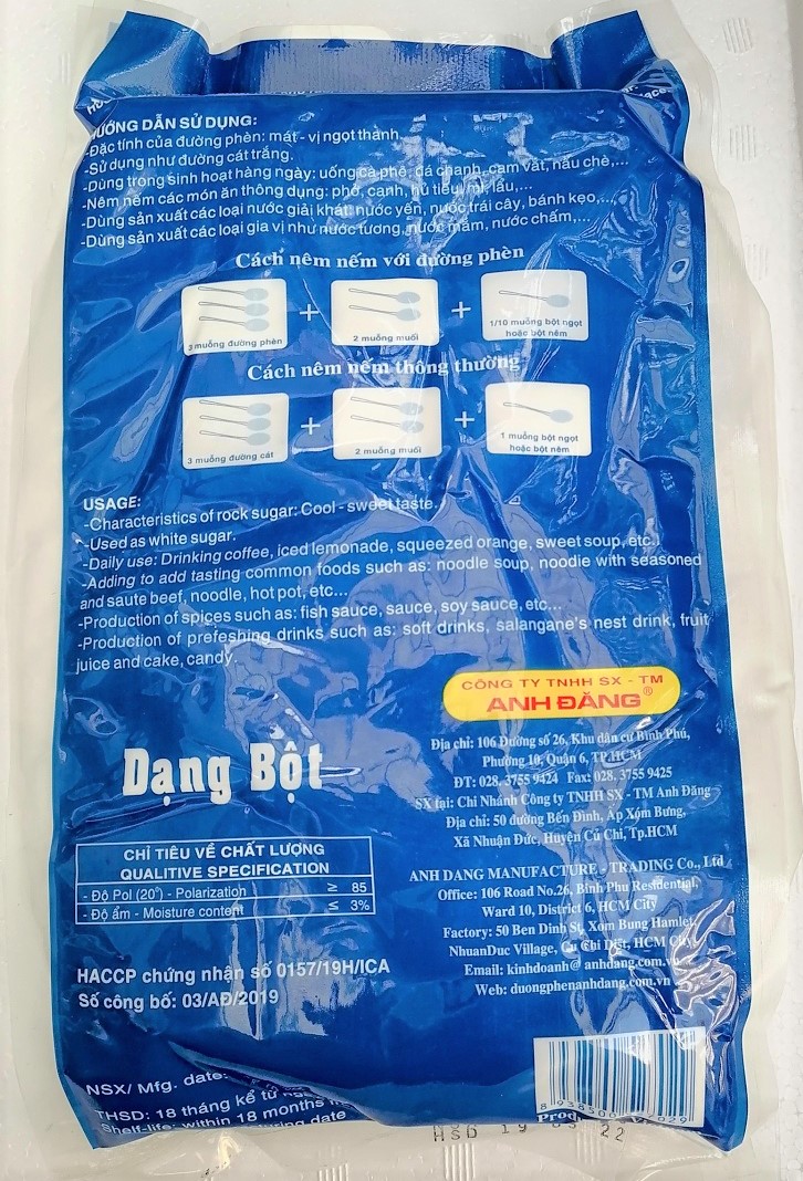 [Túi 1 Kg] ĐƯỜNG PHÈN BỘT [VN] ANH ĐĂNG Rock Sugar Powder