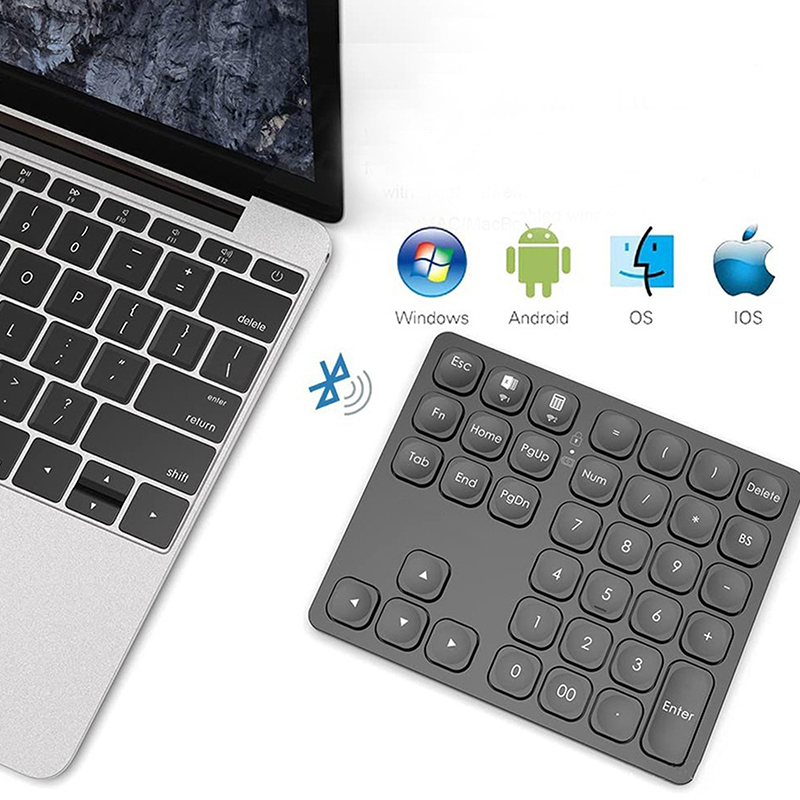 36 Keys Numeric Keyboard Rechargeable Dual Bluetooth Wireless Number Keypad Mini External Numpad For IPad Laptop Windows IOS AITENG. 