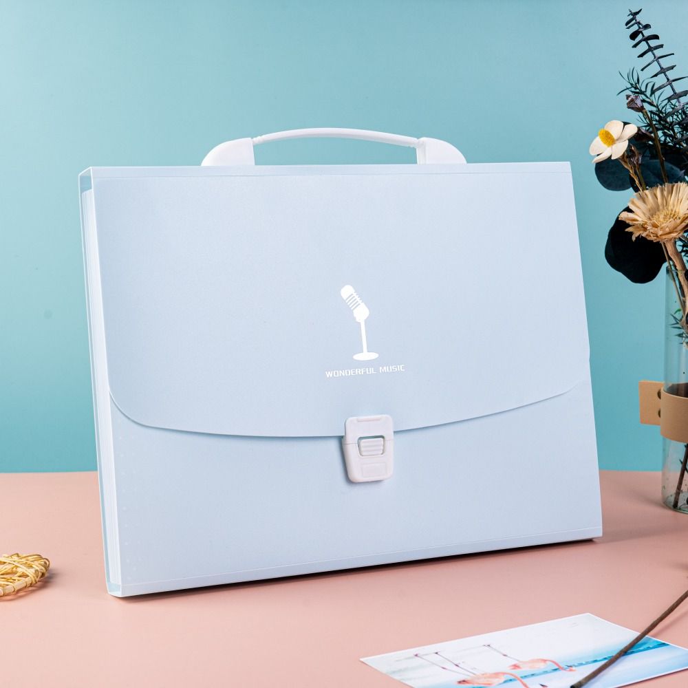 P-LIN A4 Organ File Folder Document Organizer PP Expanding File Bag Portable Office School Supplies Paper Documents Folder
