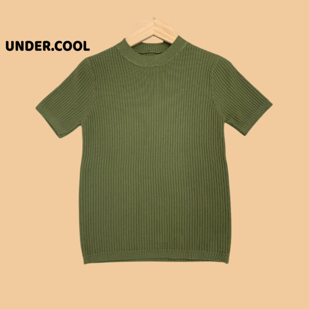 Áo len thun tăm trơn basic undercool nhiều mầu cổ tròn tay ngắn form vừa chất tăm len