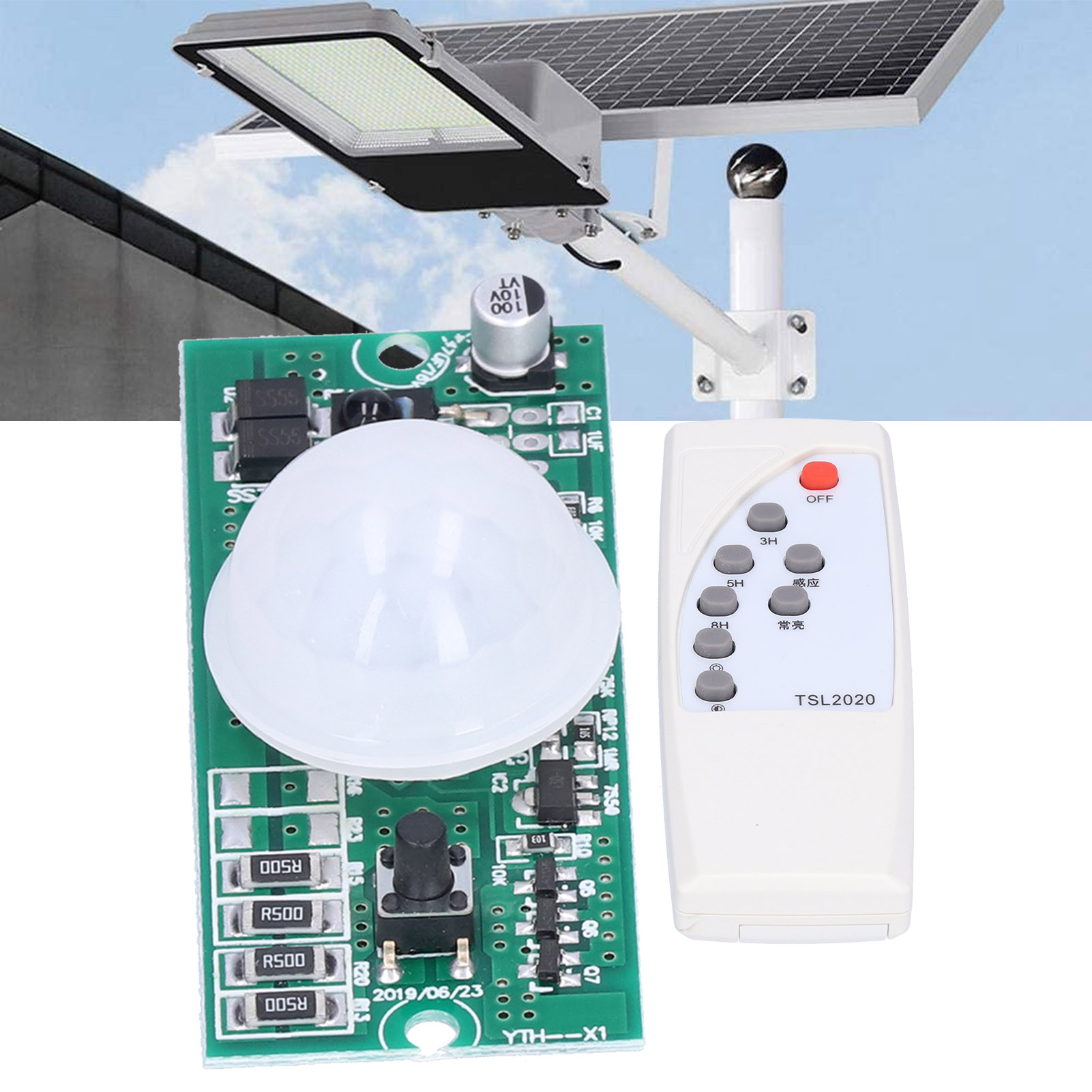 Controller Module Solar Circuit Board Stable Human Body Induction with Remote Control for Garden for Street Light
