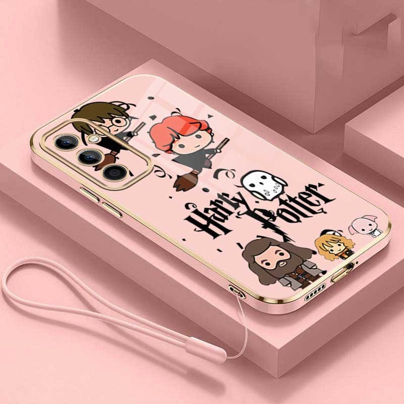 Samsung Galaxy A06 A16 Cartoon Cute Potters Wand Harries Phone Case Plating Edges Silicone Soft Cover. 