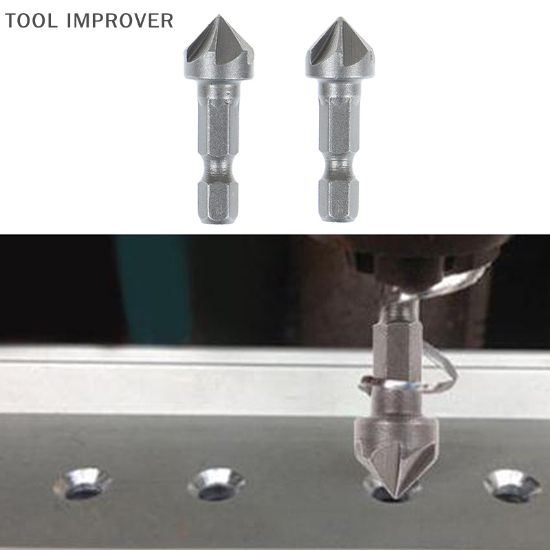 TOOL IMPROVER 6 Flute Countersink Drill Bit Chamfer Cutting Woodworking Tool hexagon handle