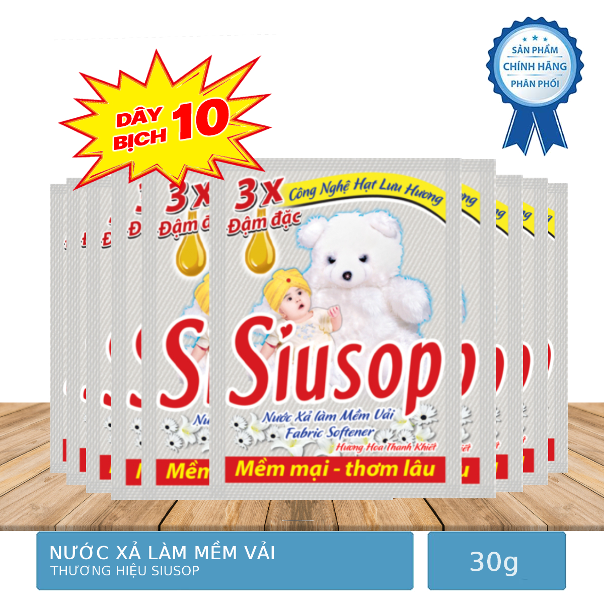 Dây 10 Gói Nước Xả Siusop 20ml/Gói - Trắng