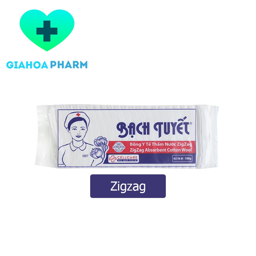 Bông y tế bạch tuyết 100g - zigzag