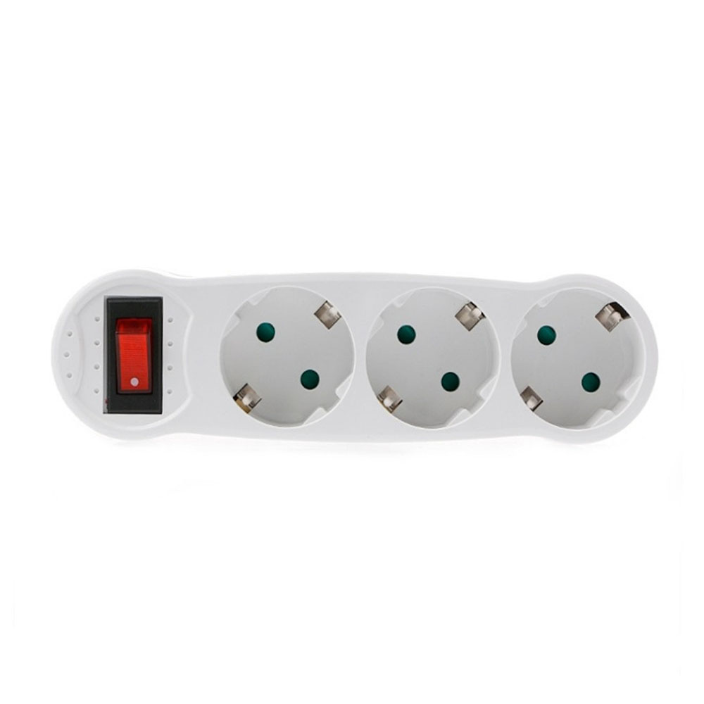 AC 110~250V 16A European Type Conversion Plug 1 to 3 Way EU Standard Power Adapter Socket EU Conversion Socket Plug with Switch
