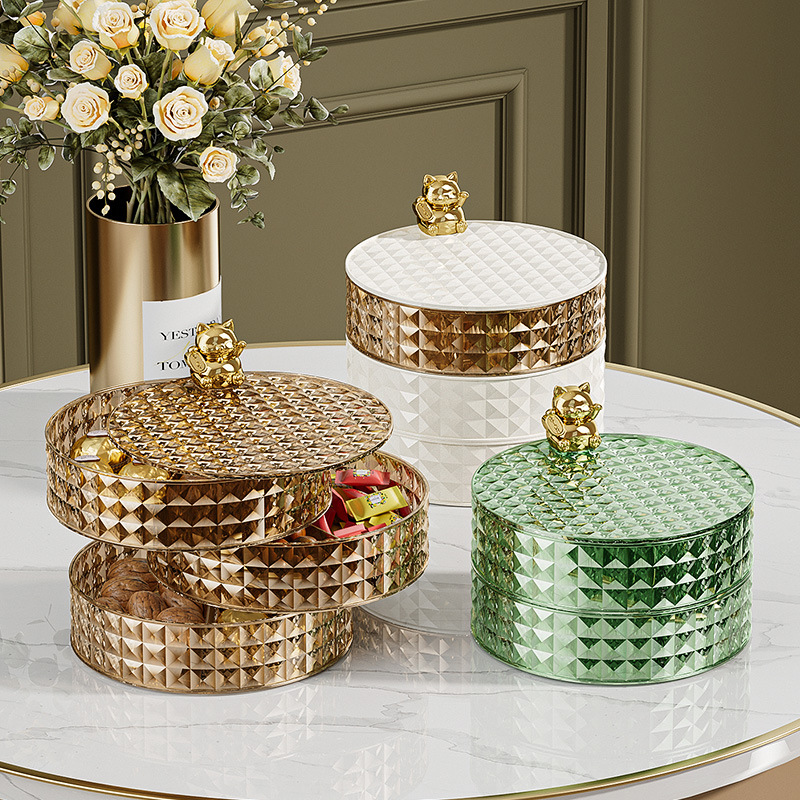 Storage box Light luxury fruit box Household multi-layer fruit tray division with lid dried fruit box living room nut candy box snack storage box