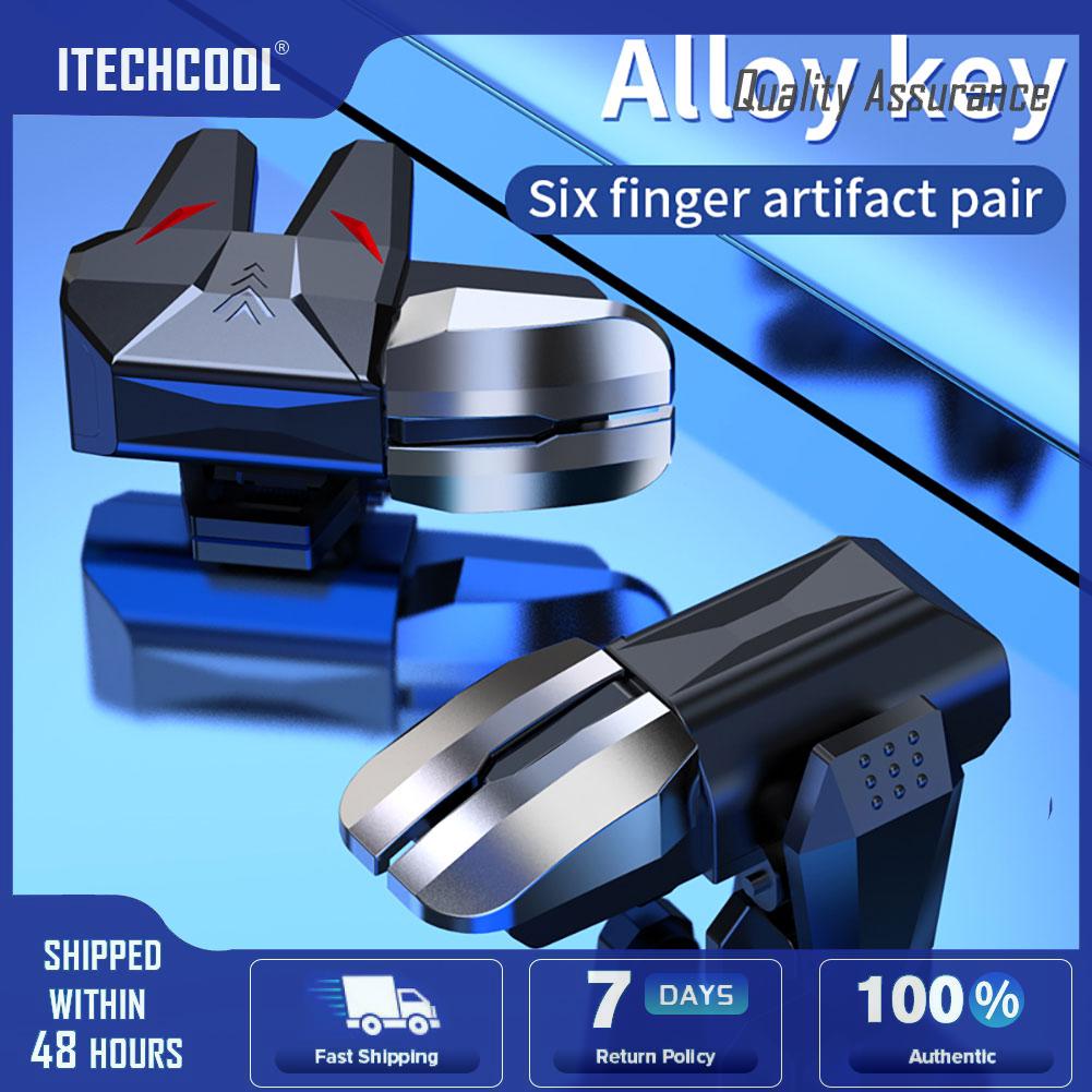 2pcs Mechanical 6 Finger Game Controller Key Button Sensitive Gamepad Key Button for Pubg Mobile