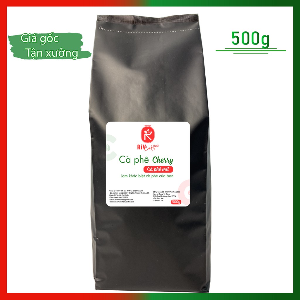 Cà phê hạt rang Cherry - cà phê mít Excelsa - RiV Coffee - Gói 250g/500g