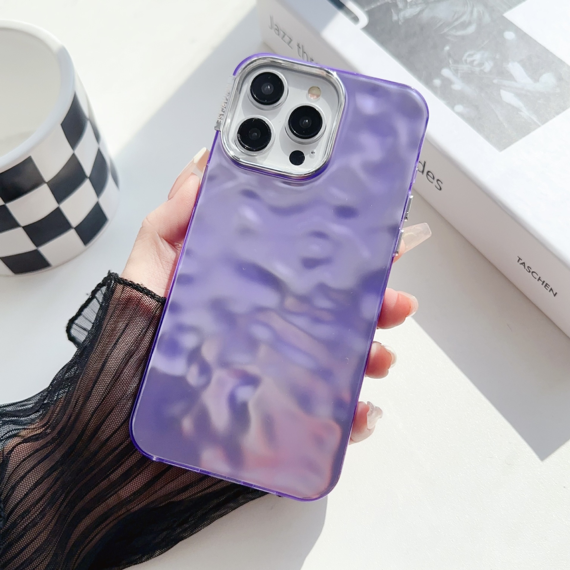 KISSCASE Electroplated Wrinkled IMD Phone Case for IPhone 15 Pro Max Case Solid Matte Anti Fingerprint Shockproof Acrylic Case for IPhone 14 13 12 11 Pro Max 14 Plus Back Cover