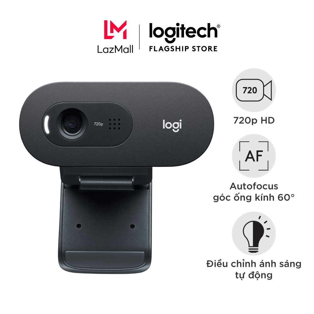 Webcam Logitech C505 720p HD 30FPS – Góc camera rộng 60o, micro đa hướng giảm ồn và dài 2m, phù hợp PC/ Laptop, Dây USB-A 2m