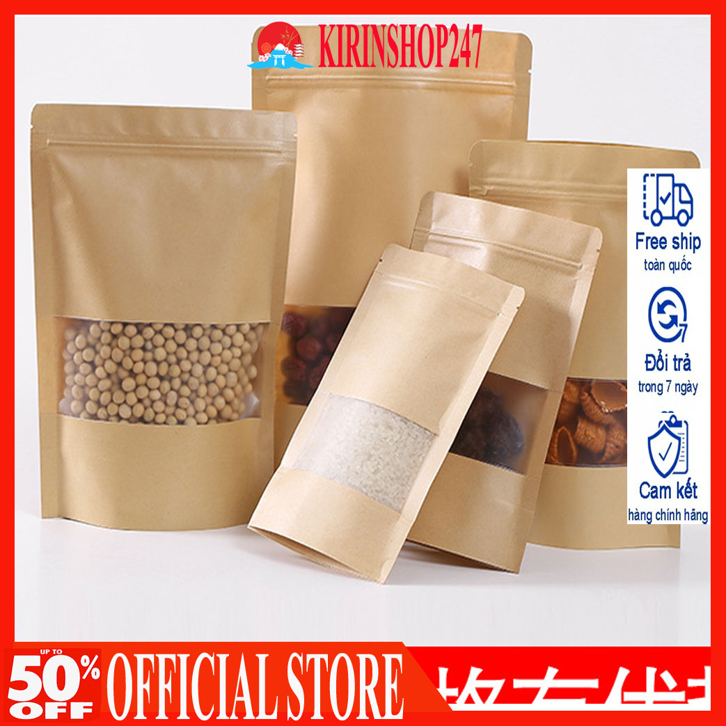 [Đủ Size]Set 10 Túi Zip Giấy Kraft / Túi Zip Giấy Đựng Đồ Khô / Túi Zip Giấy Đựng Thực Phẩm