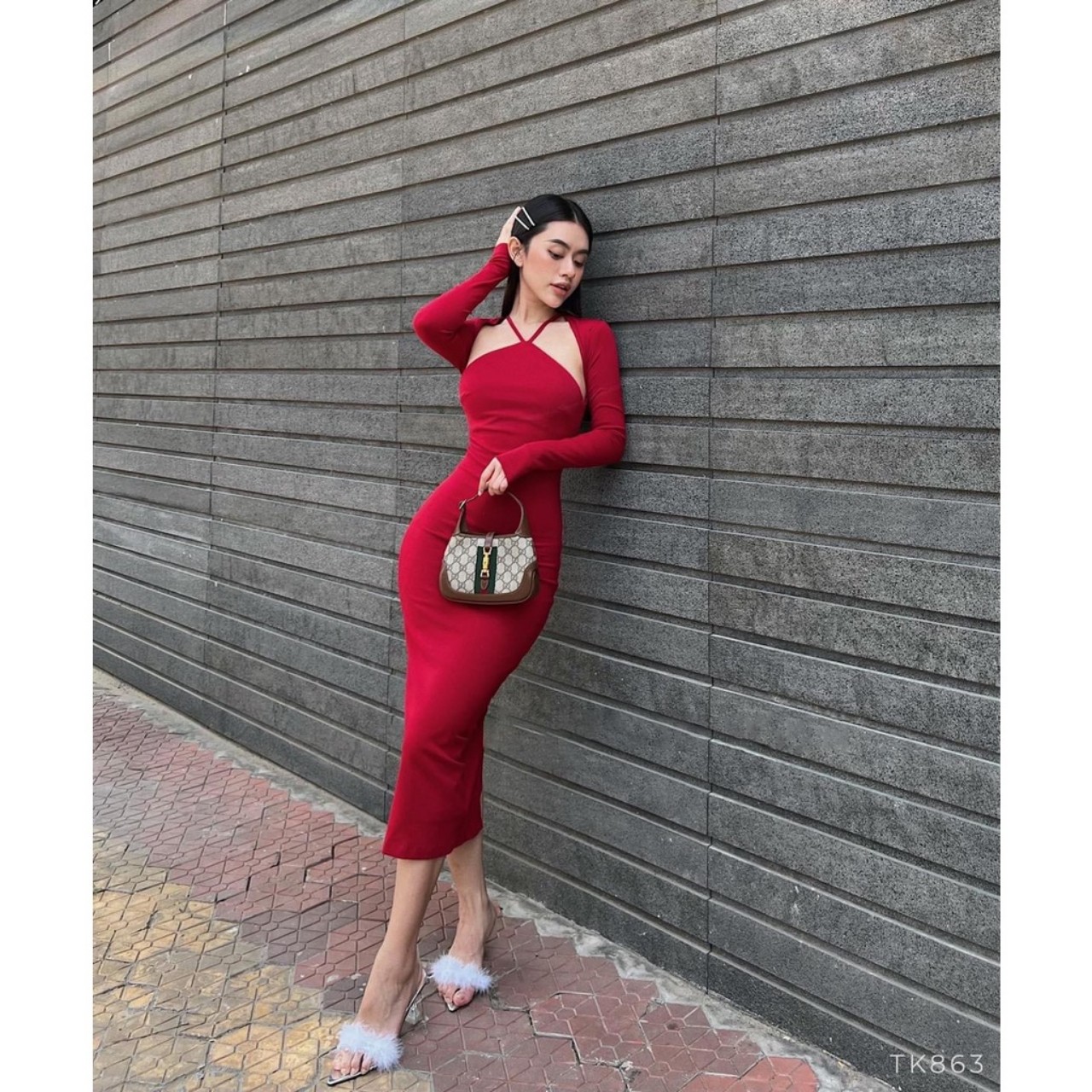 Đầm Ôm Body Dây Yếm Tay Dài