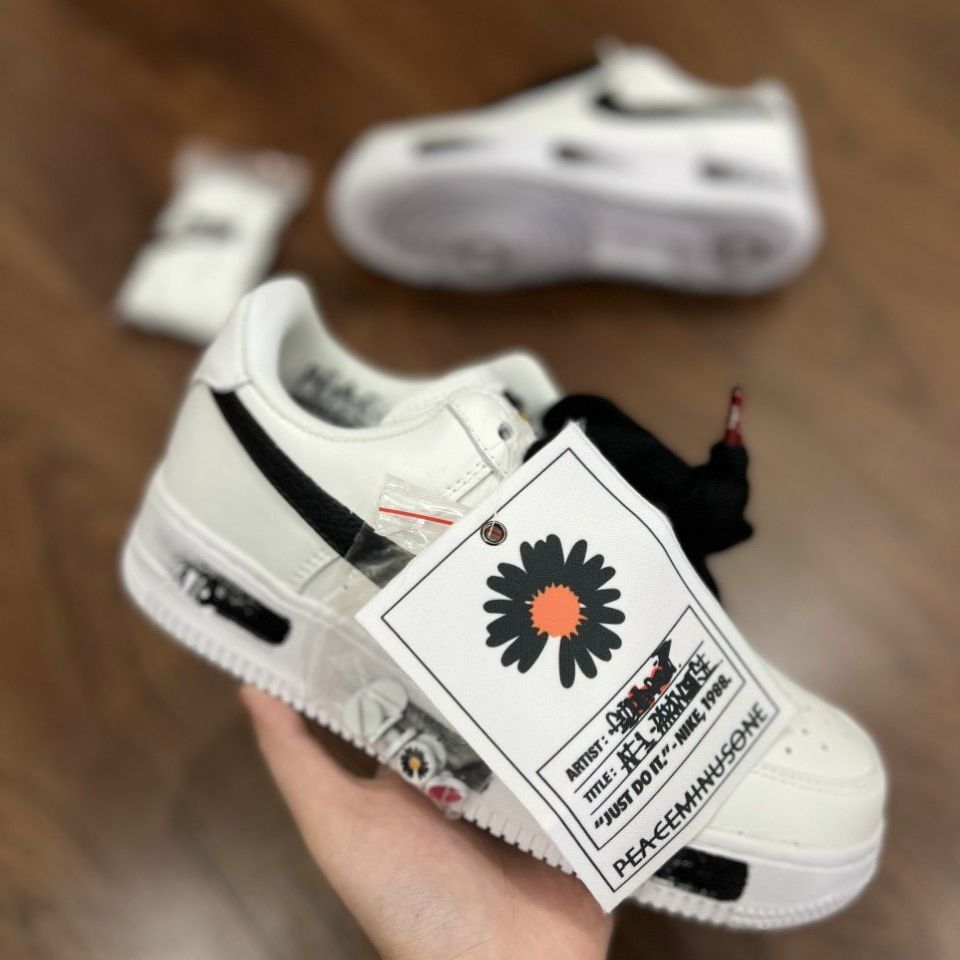 Giày Sneaker Thể Thao AF1 Màu Trắng Hoa Cúc