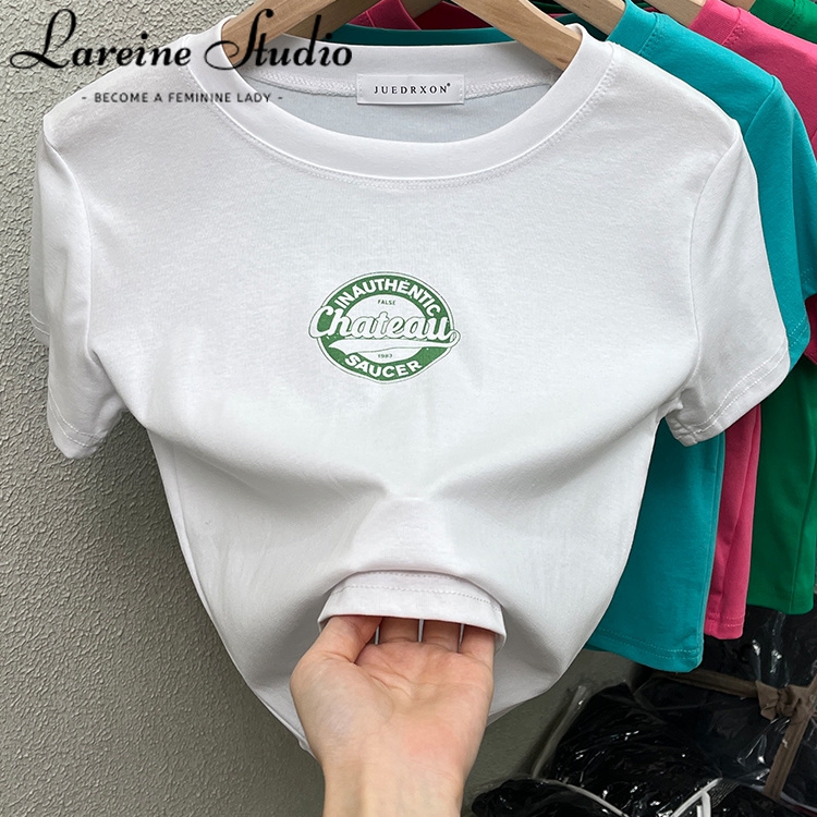 LAREINE Casual Style T-shirt Women Cotton Round Neck Short Sleeve T-Shirt Top Fashion Blouse T-shirt Women