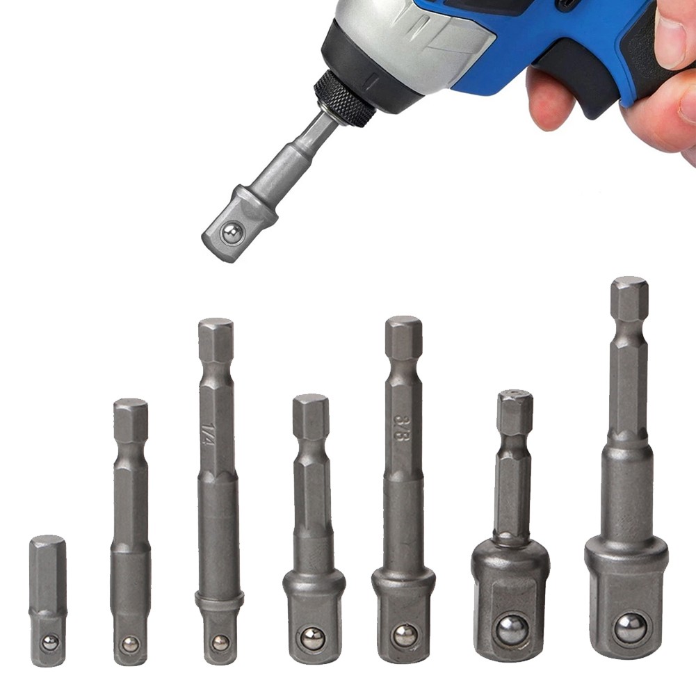 【BEUMK】 Drill Socket Adapter 1/4in Hex Shank Adapter Drill Nut Driver Power Extension Bar For Impact Driver 1/2 3/8 1/4