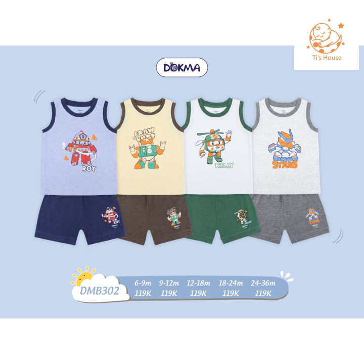Bộ ba lỗ sát nách bé trai bamboo Dokma/ Judoby (6-36m) (DMB506 - DMB416 - DMB302 - JB158)