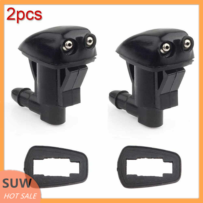 🛵SUW 2pcs Universal Black Auto Car Front Windshield Washer Wiper Spray Nozzle Set