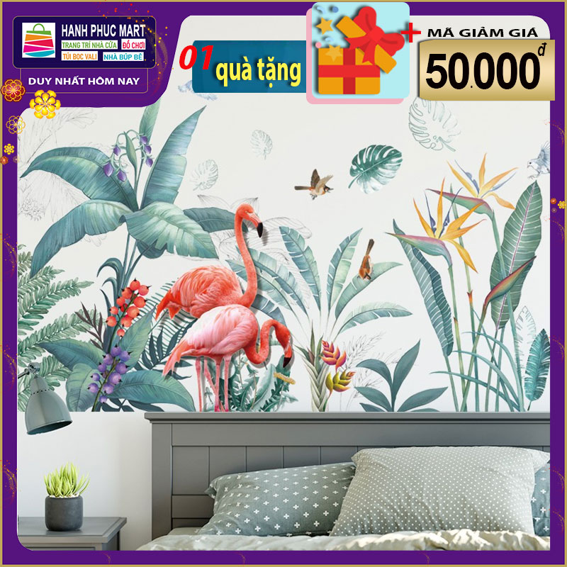 Sticker Giấy Dán Tường Decal Dán tường Mẫu Hoa Lá Cực Xinh ZH014