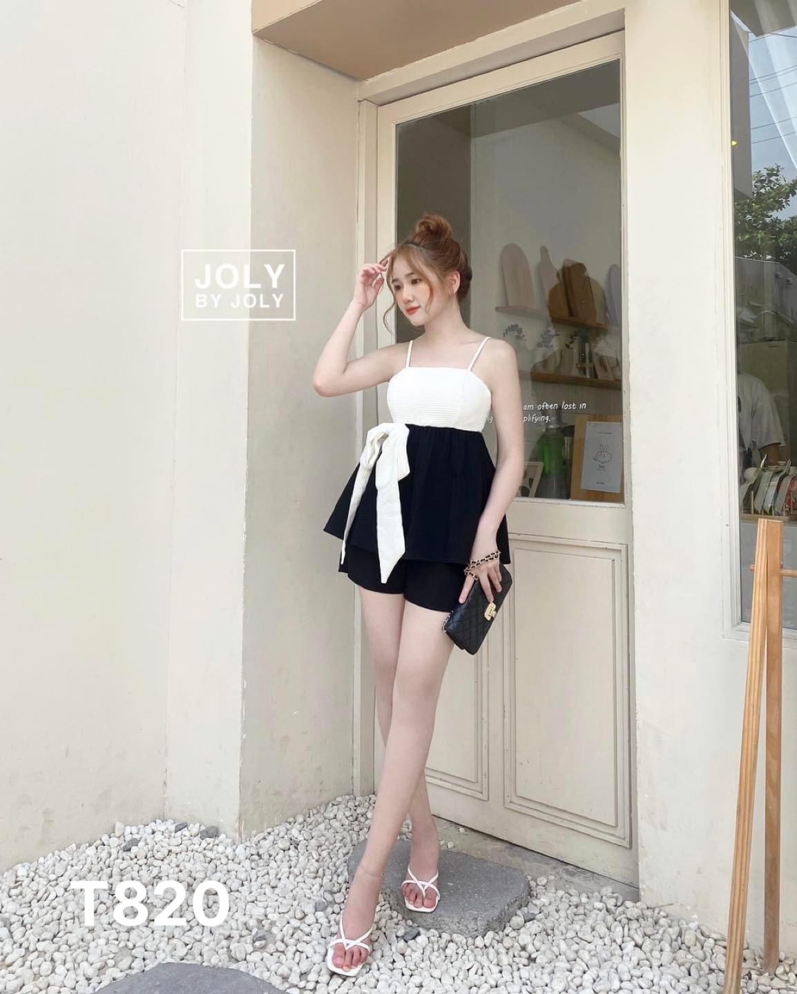 Set bộ 2 dây cột nơ eo dạo phố 2 màu y hình chất liệu lụa T820