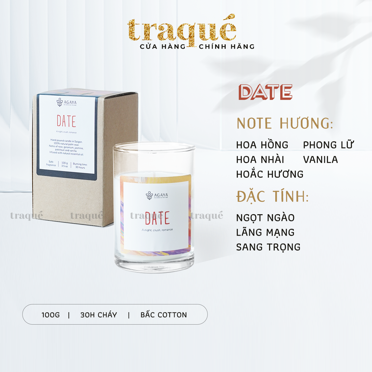 Nến thơm Agaya/Candle Cup - Hương Hoa DATE