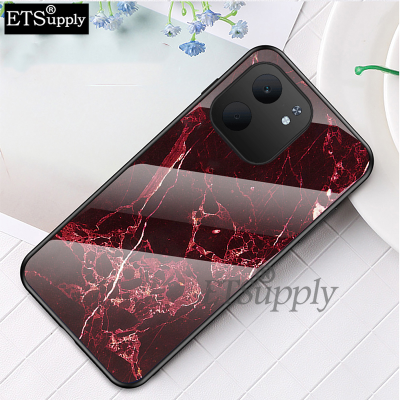 Phone case OPPO A5X Fashion Marble Tempered Glass Protector Soft Frame Silicon Back Cover OPPO A5X Case.