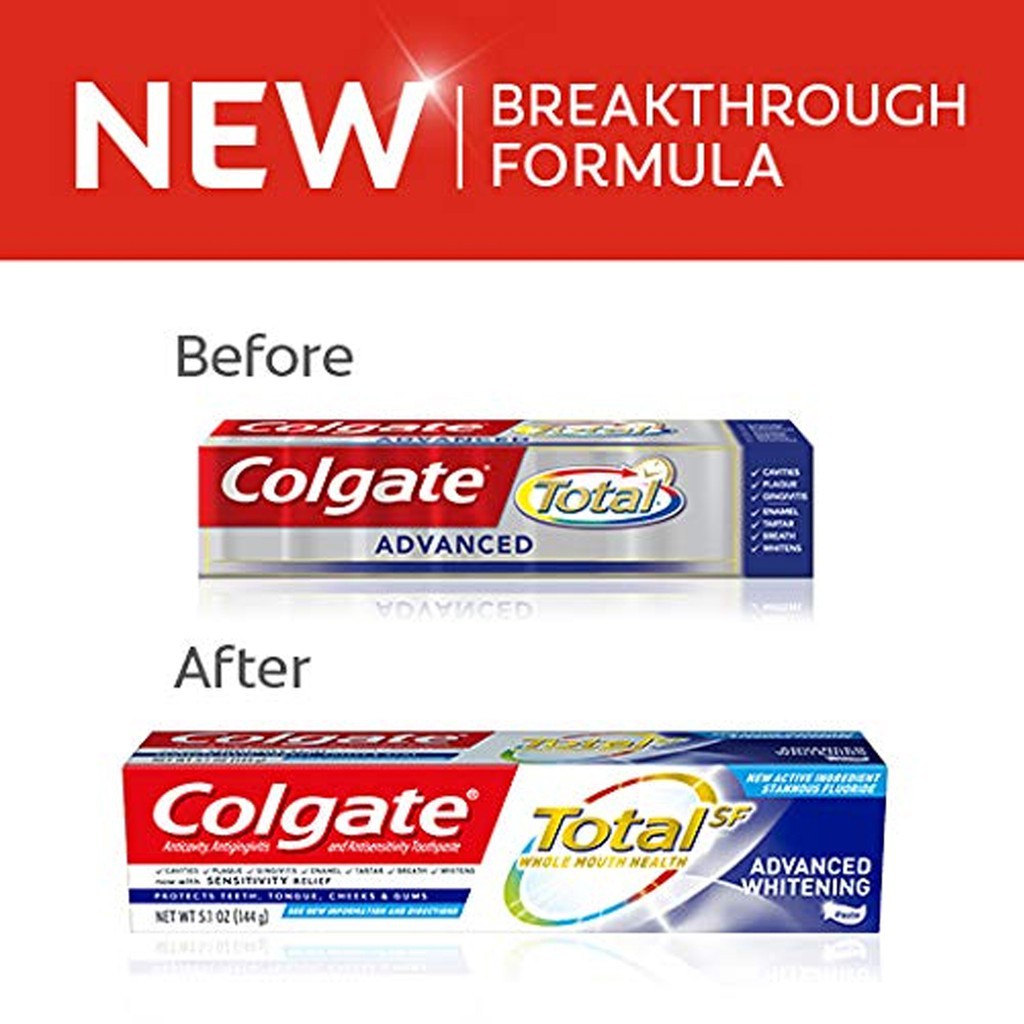 Kem đánh răng trắng răng Colgate Total Advanced Whitening Toothpaste 181g - USA (trắng răng- ngừa sâu răng - không ê buốt)