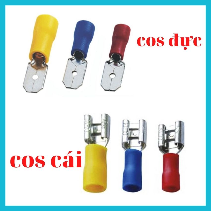 100 đầu cos cái, đực dùng cho dây 1.5 - 2.5mm, cosse bọc nhựa rộng 6.3, cos 6.3, đầu cos dây điện, cos ghim