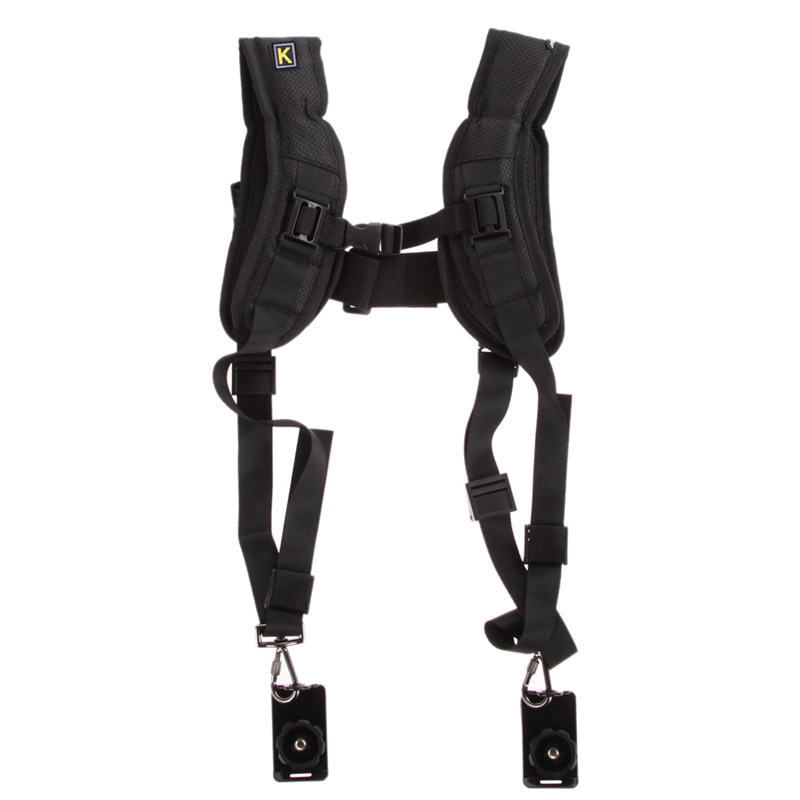 Black Double Dual Camera Shoulder Strap Quick Rapid Sling Camera Belt Adjustment For Canon For 2 Cameras Digital DSLR Strap New
