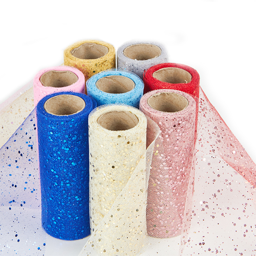 【Best value for money】 Glitter Tulle Fabric Roll 6 Inch 10 Yards Sequin Sparkling Ribbon Spool Netting for Wedding Tutu Skirt Gift Wrapping Party Decor