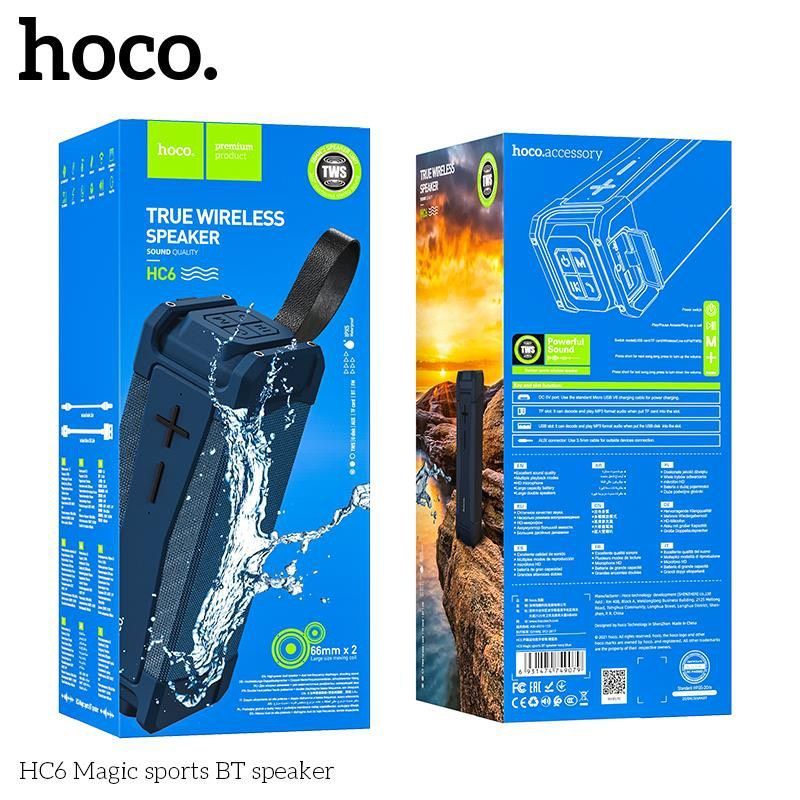 Loa Bluetooth đa năng HOCO HC6 công nghệ bluetooth V5.0, công suất 10Wx2, nghe nhạc 6h, pin 4000mAh, chống nước IPX5, thiết kế hầm hố, mạnh mẽ (Màu ngẫu nhiên)