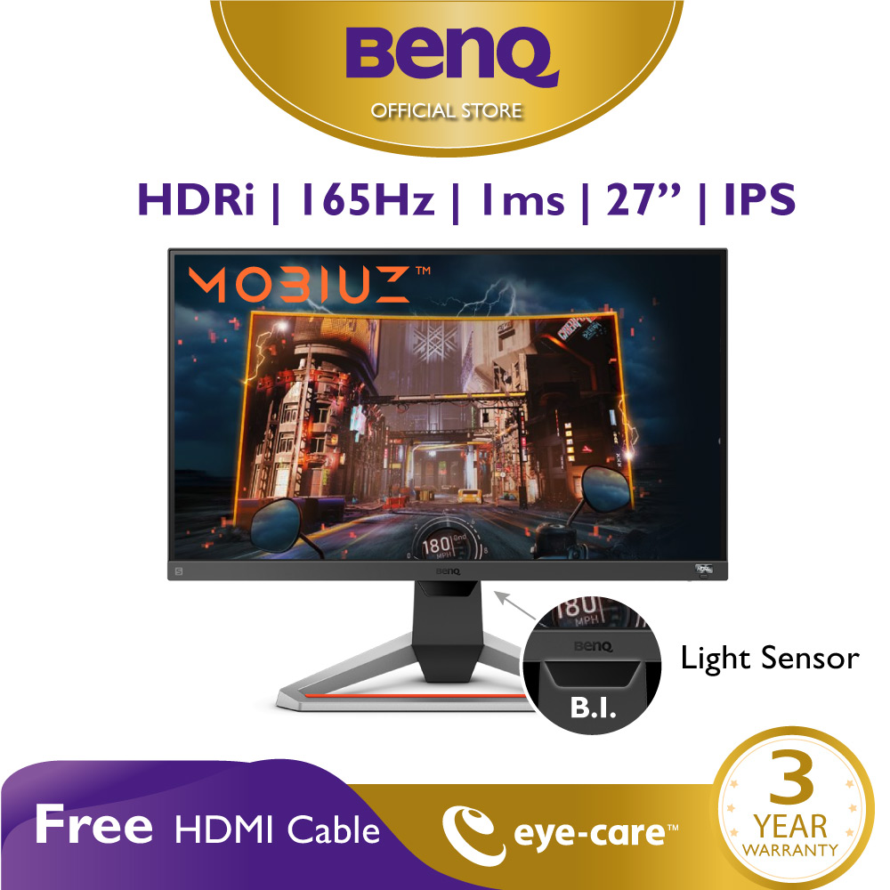 Màn hình gaming BenQ MOBIUZ EX2710S 27 inch FHD IPS 165Hz 1ms HDRi FreeSync tích hợp tính năng bảo vệ mắt loa tích hợp chân đế chỉnh độ cao phù hợp PS5 và 3A Games