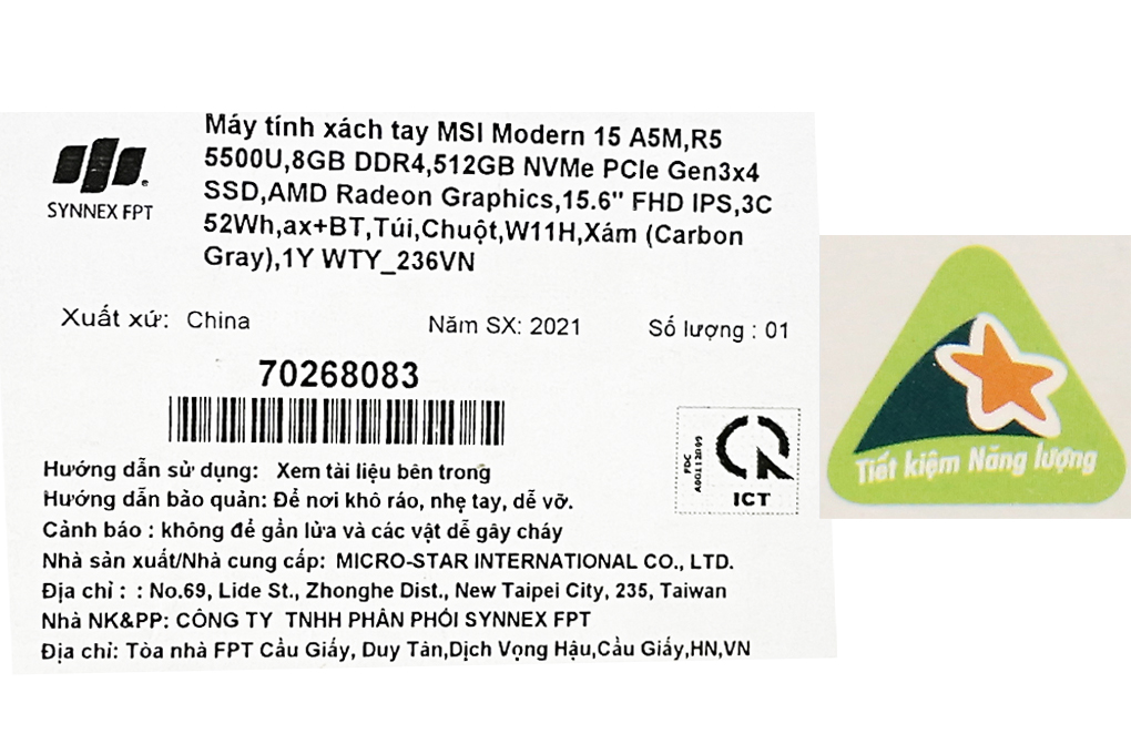 [Trả góp 0%] MSI Modern 15 A11MU i5 1155G7/8GB/512GB/15.6