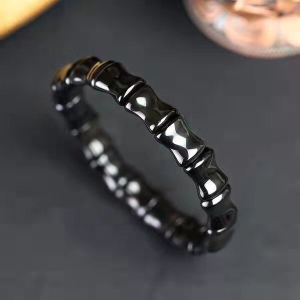 Natural Obsidian bracelet Slub beads Colored Obsidian Crystal bamboo bracelet Gorgeous dazzling
