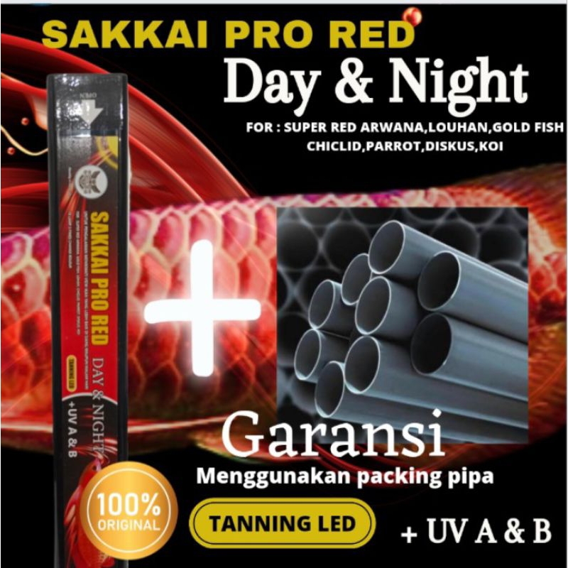 Lampu Led Celup Tanning Aquarium SAKKAI PRO RED DAY & NIGHT + UV A & B PLUS 1000