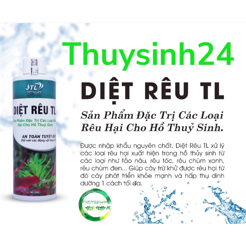 Thuốc diệt rêu TL Total Life | dung dịch diệt rêu hại tảo bể thuỷ sinh hồ cá cảnh an toàn cho cá tép cidex14
