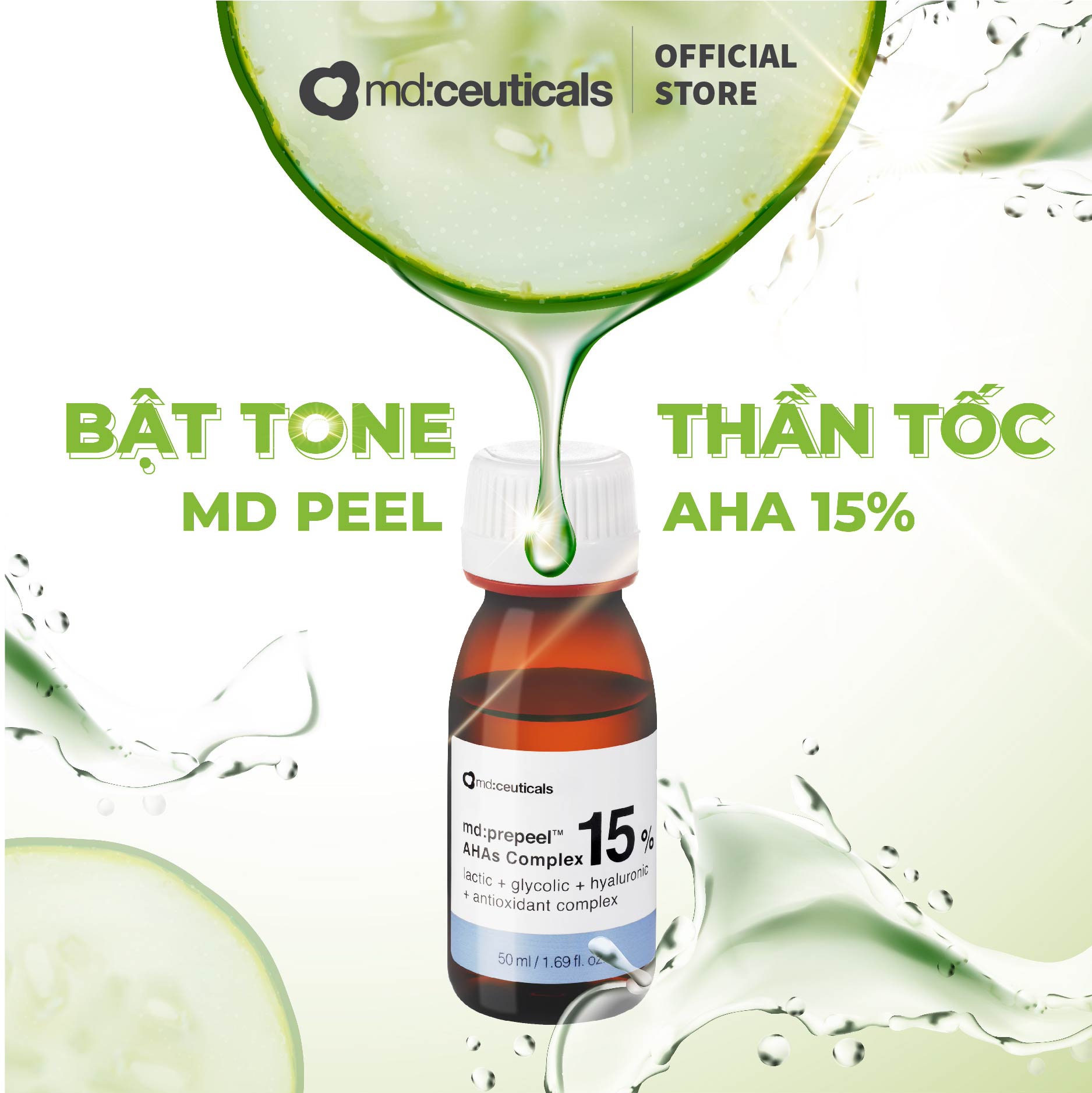 Thay da sinh học trắng sáng da & căng bóng da Md:prepeel Beta&AHAs Complex 15% (50ml)