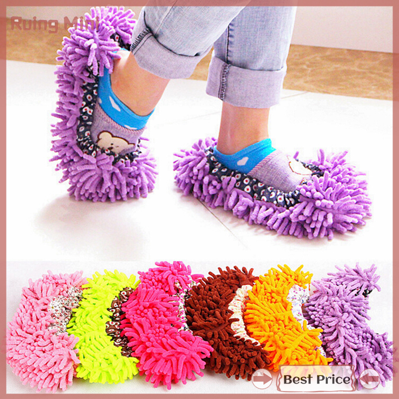 Ruing New 1 pcs Multifunctional Sweep floor uncovered lazy drag overshoes clean slippers suit Clean mop caps uncovered shoe covers clean