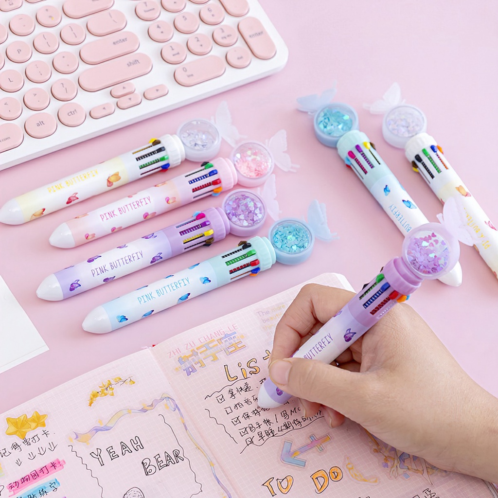 Bút Bi 10 Màu Hình Gấu Dễ Thương