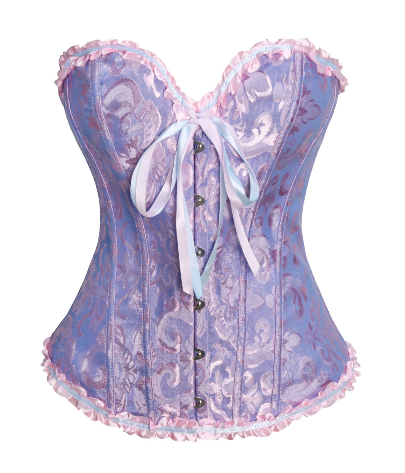 Women Corsets Bustiers Floral Lace Tops Shapewear Burlesque Vintage Corset Gothic Satin Lingerie Corselet Overbust XS - 6XL