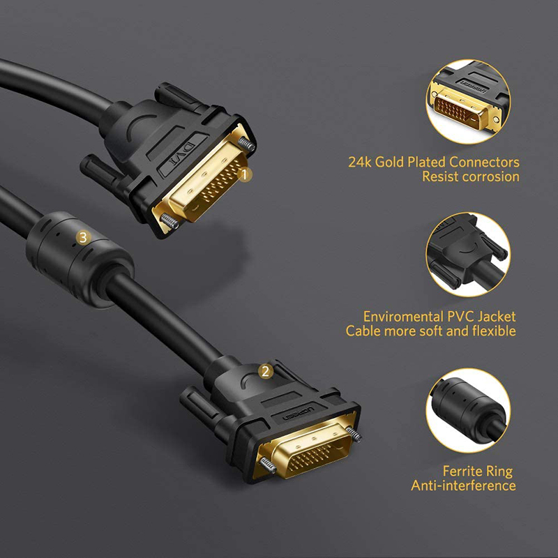 Cáp DVI Ugreen DV101 hỗ trợ 2K60Hz dài từ 1M đến 5M - Dây DVI 24+1