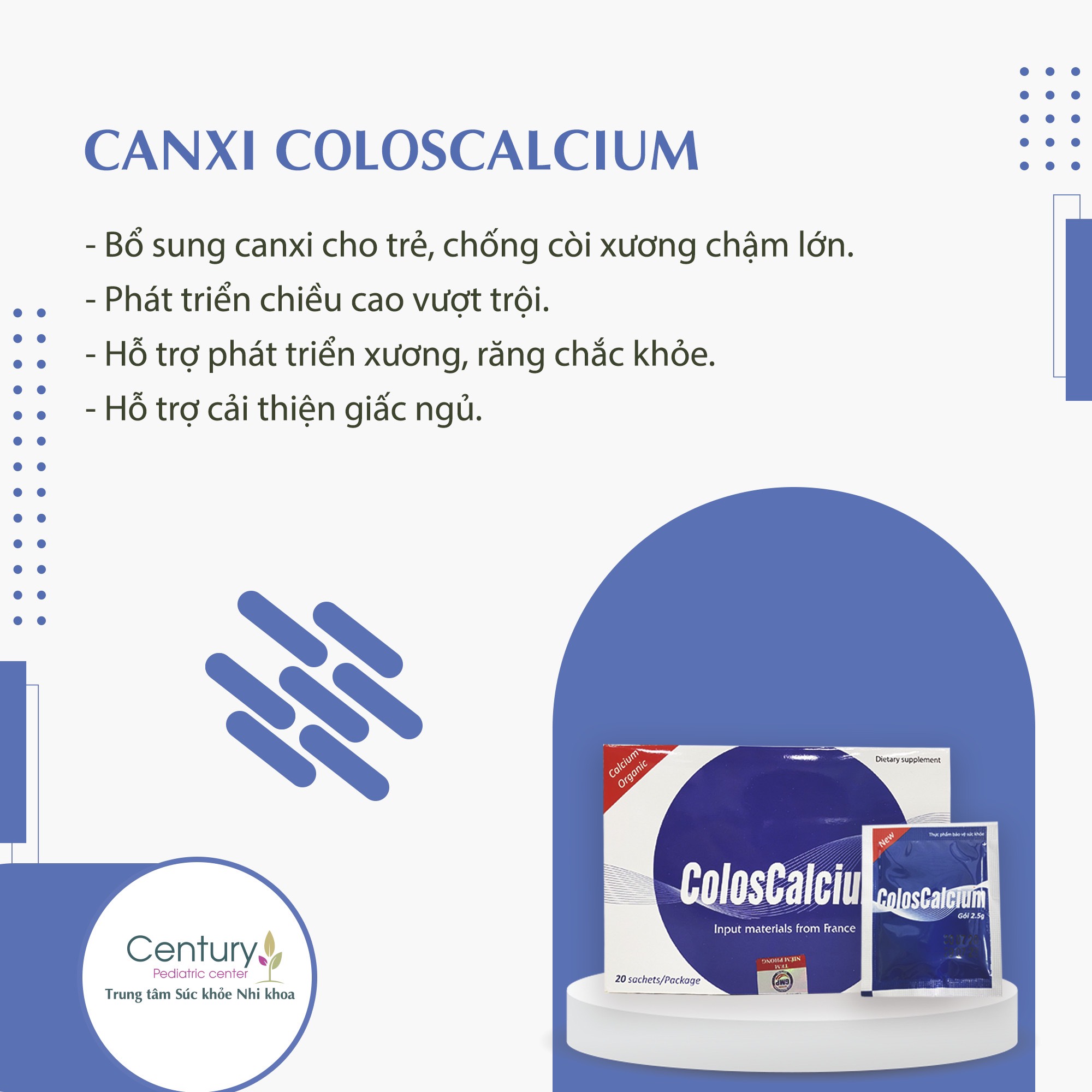 Canxi hữu cơ Coloscalcium Plus - Dạng gói pha