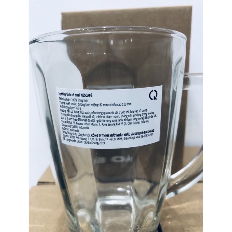 LY CỐC THUỶ TINH CAO CẤP NESCAFE CÓ QUAI CẦM