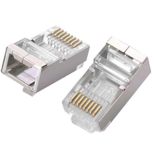 Hộp 10 đầu hạt mạng RJ45 bọc sắt (Bạc)