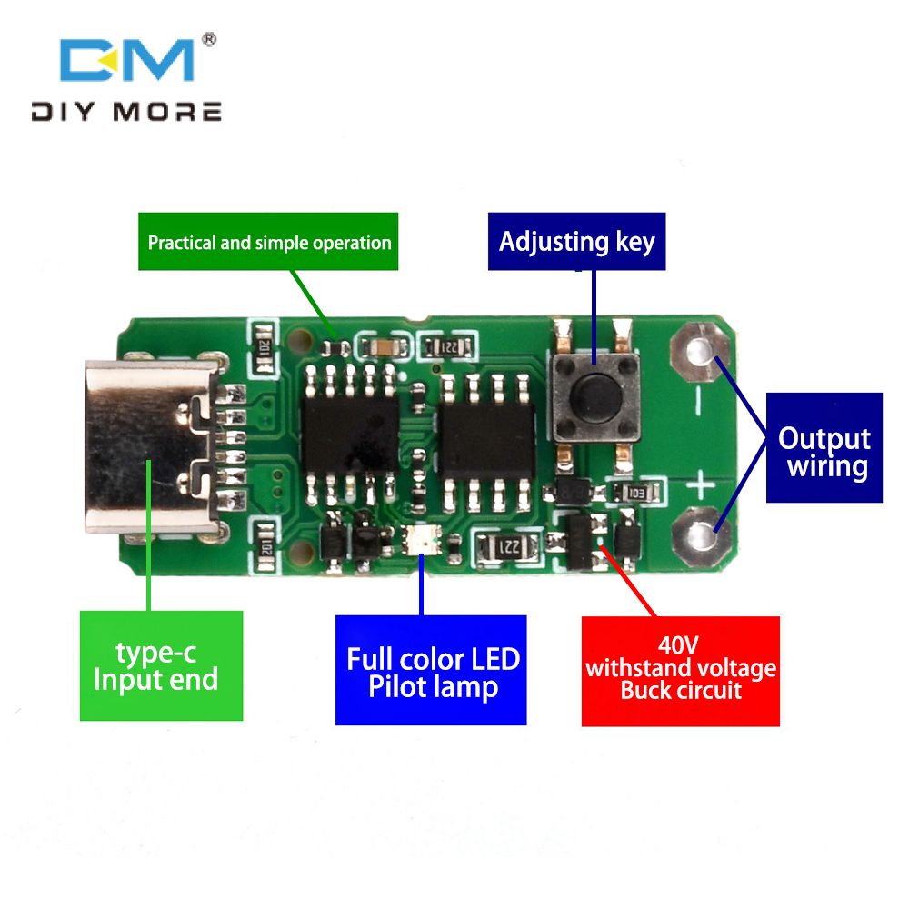 diymore Loại-C USB-C pd2.0 3.0 để USB điện một chiều mồi nhử sạc nhanh kích hoạt thăm dò ý kiến mô-đun sạc